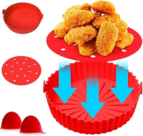 Miookiss Olla de silicona para freidora de aire accesorios de horno para freidoras de aire aptas para alimentos forros de silicona redondos