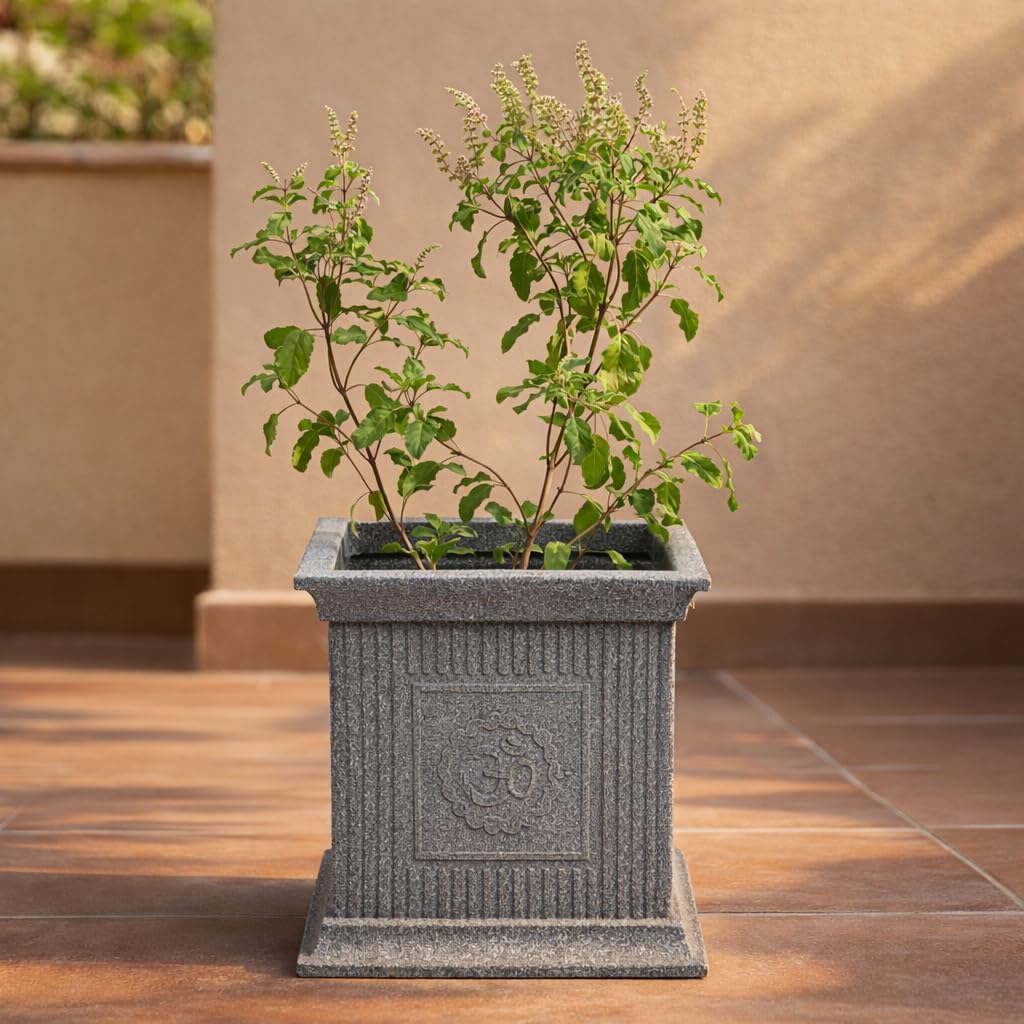 UGAOO Tulsi Pot for Home – 12 Inch Tulsi Planter (Grey Stone) | Traditional Tulsi Pot Stand for Indoor, Outdoor & Balcony Use-image-34