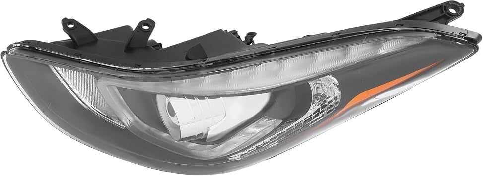 Front Headlight Assembly For 2014-2016Hyundai Elantra Projector Headlight w/LED DRL, Left Driver Side Replacement Halogen with LED Projector Black & Chrome Housing Clear Lens Left Driver Side