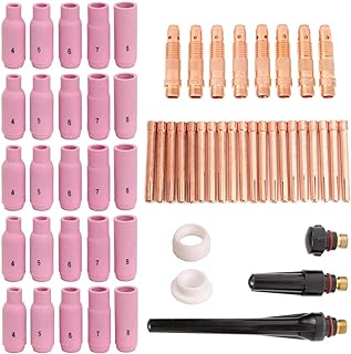 58pcs TIG Welding Torches Gas Lens Kit Collet Body Alumina Nozzle Consumables Kit Fit WP-17/18/26 Series TIG Welding Torch Accessories…