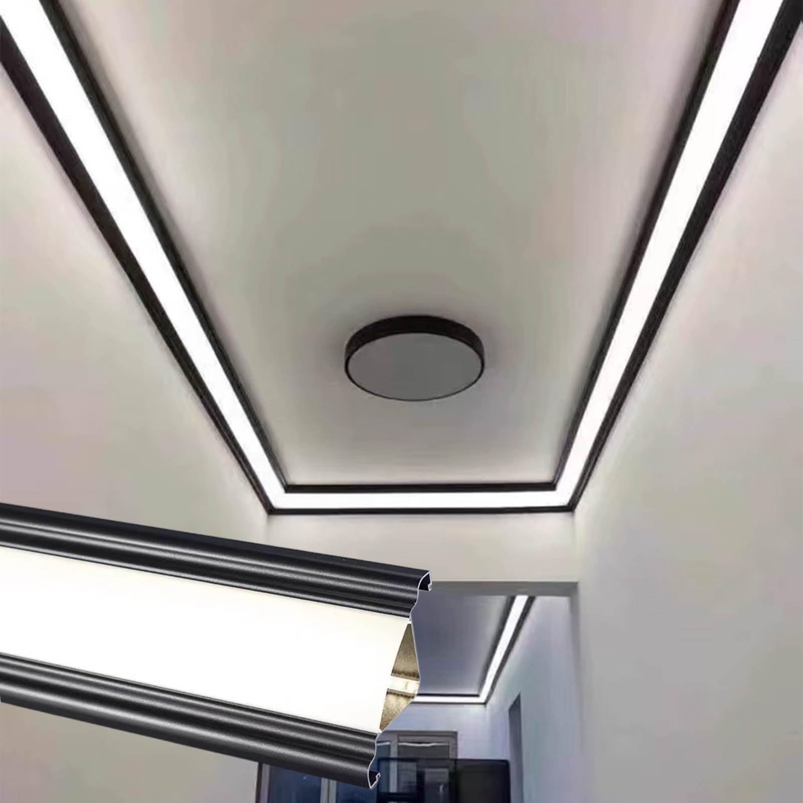 Aluminiowy kanał LED do formowania korony, 19,5 m, do pośredniego wykończenia sufitowego, nowoczesne oświetlenie akcentujące do dekoracji wnętrz domu