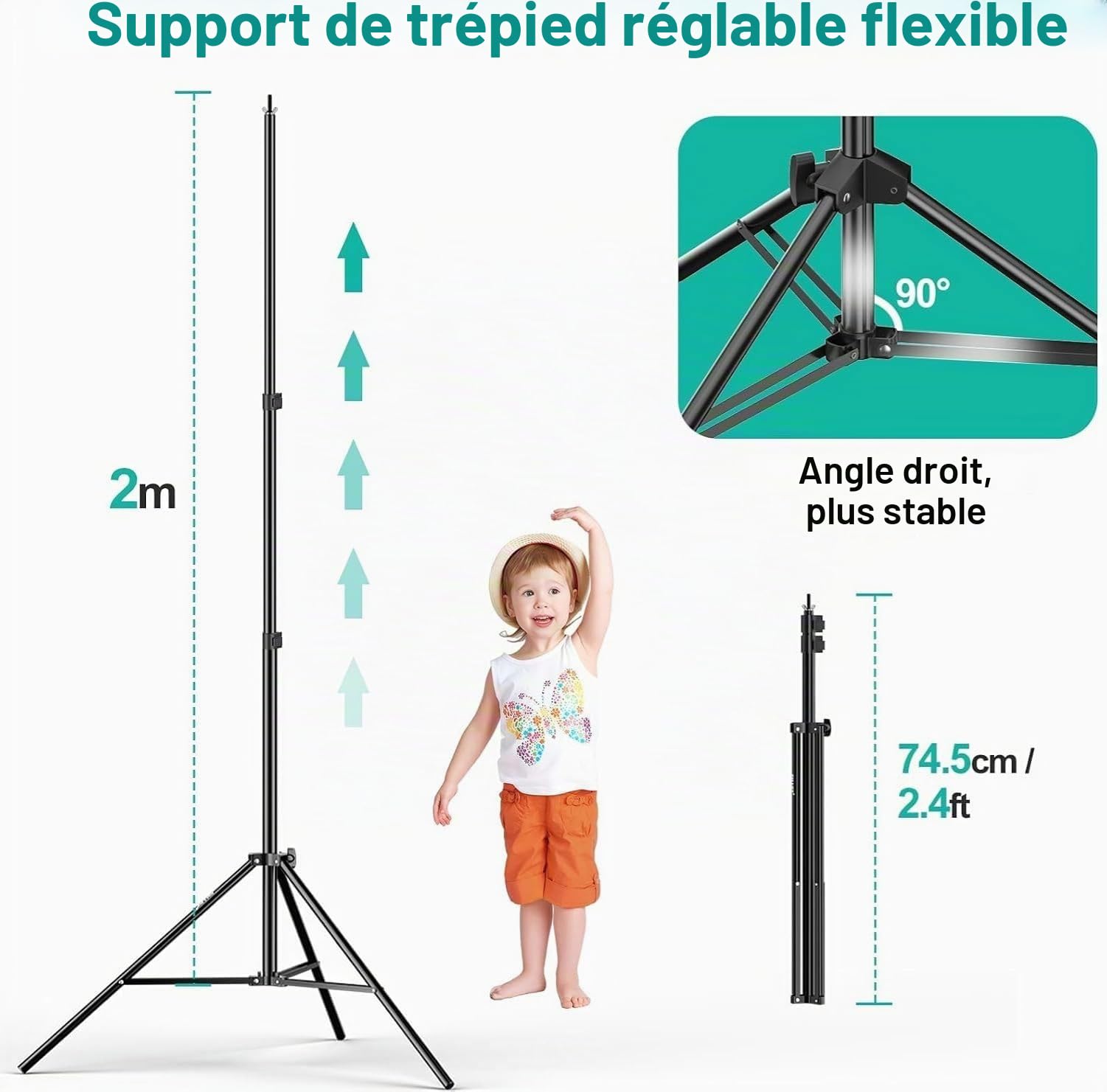 EMART Support Toile de Fond Photo de 2x2m avec 1,5x3m Toile de Fond Blanc | Sac de Transport, 4 Pinces, Photographie, la Décoration, la Fête, Studio de Photographie