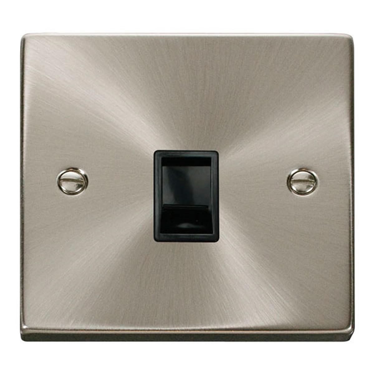Click Satin Chrome Satin - Brushed Chrome Rj11 Socket - Black Insert