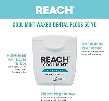 Amazon.com : Reach Cool Mint Waxed Dental Floss, 55 Yard : Health
