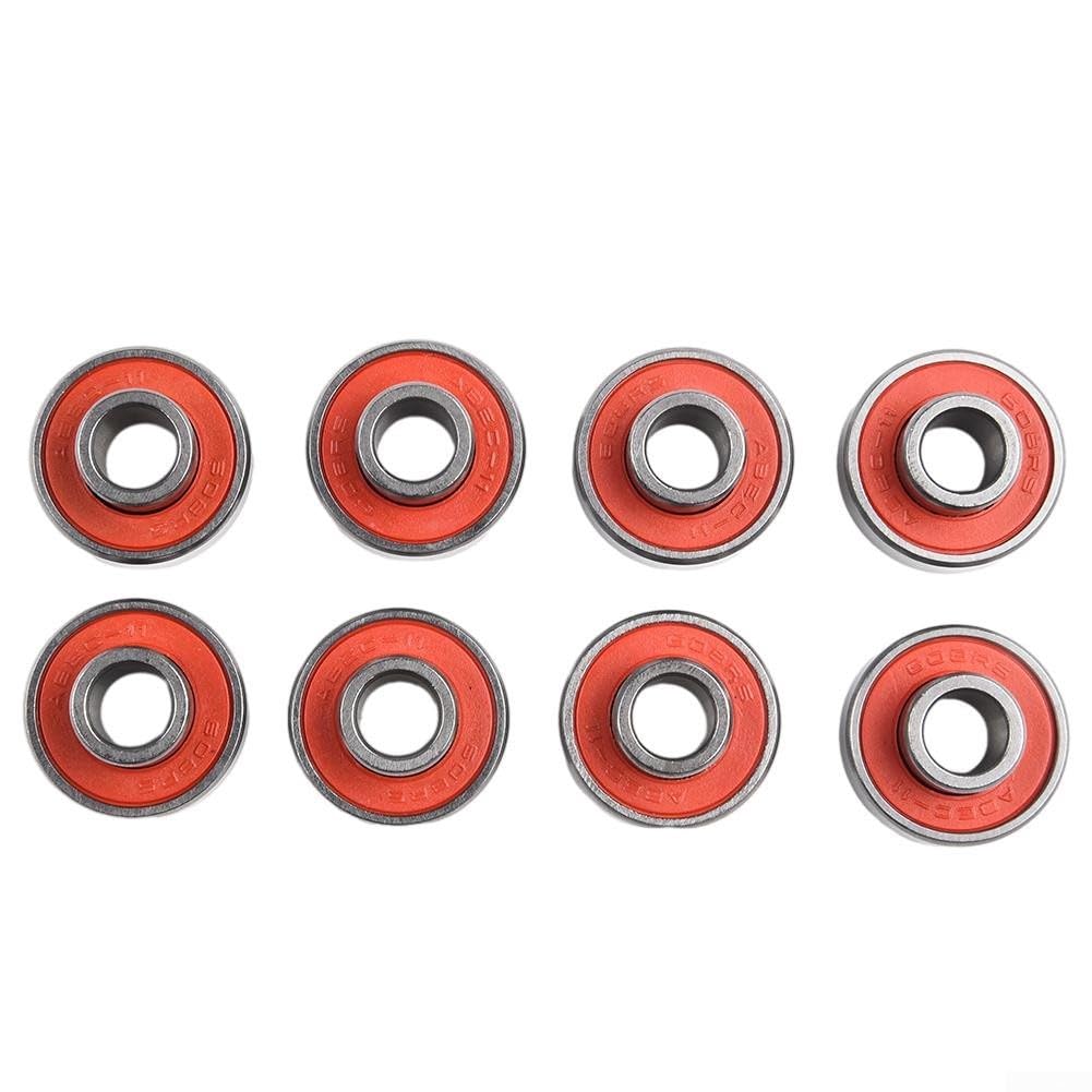 DAZZLEEX 608 2RS ABEC11 Rodamiento de acero, silencioso, placa larga, 8 piezas