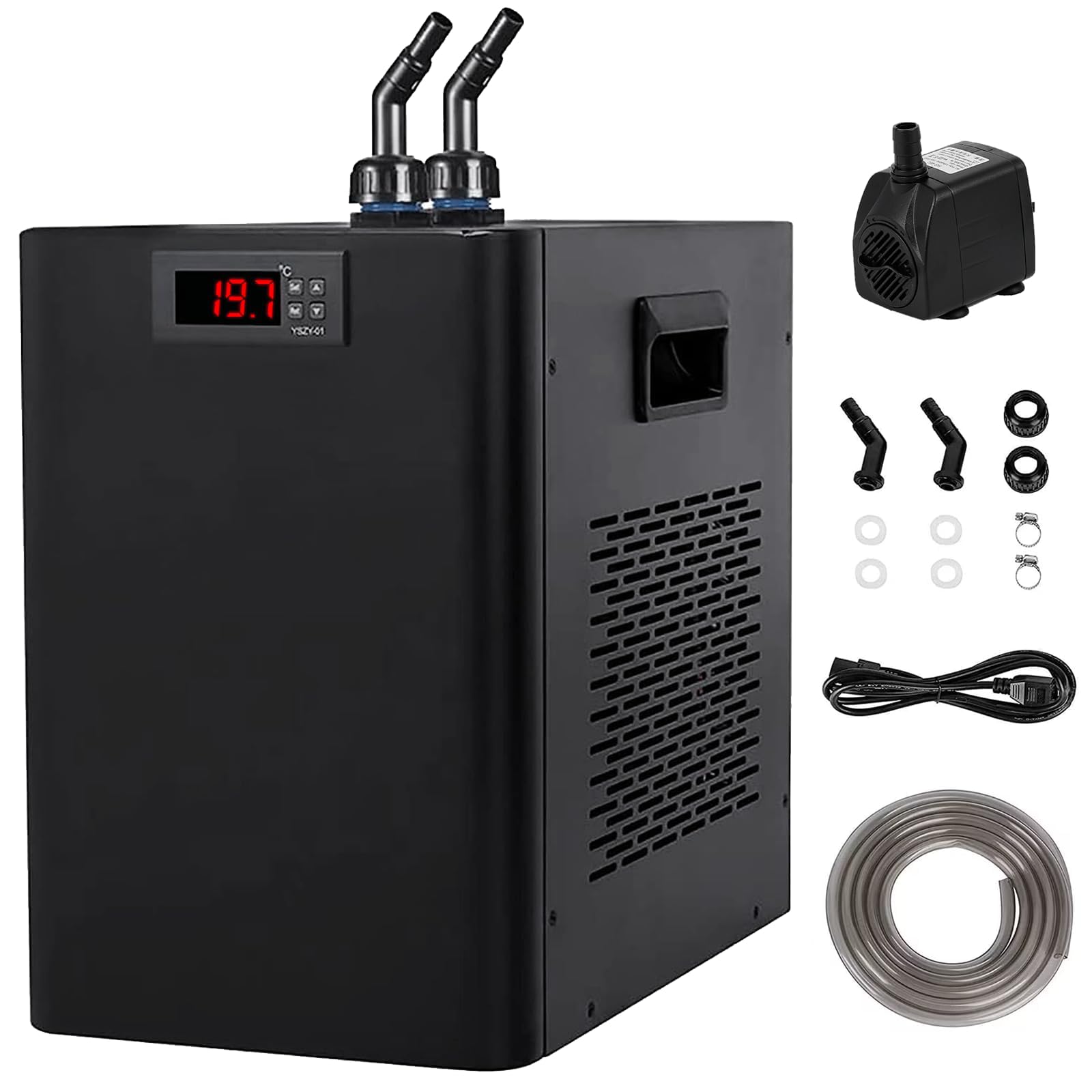 BAOSHISHAN 160L Acuario Enfriador de agua Enfriador Kit de bomba adicional Enfriador de tanque de pescado Equipo de cultivo de mariscos 220V (Unidad de temperatura del agua: ℃)