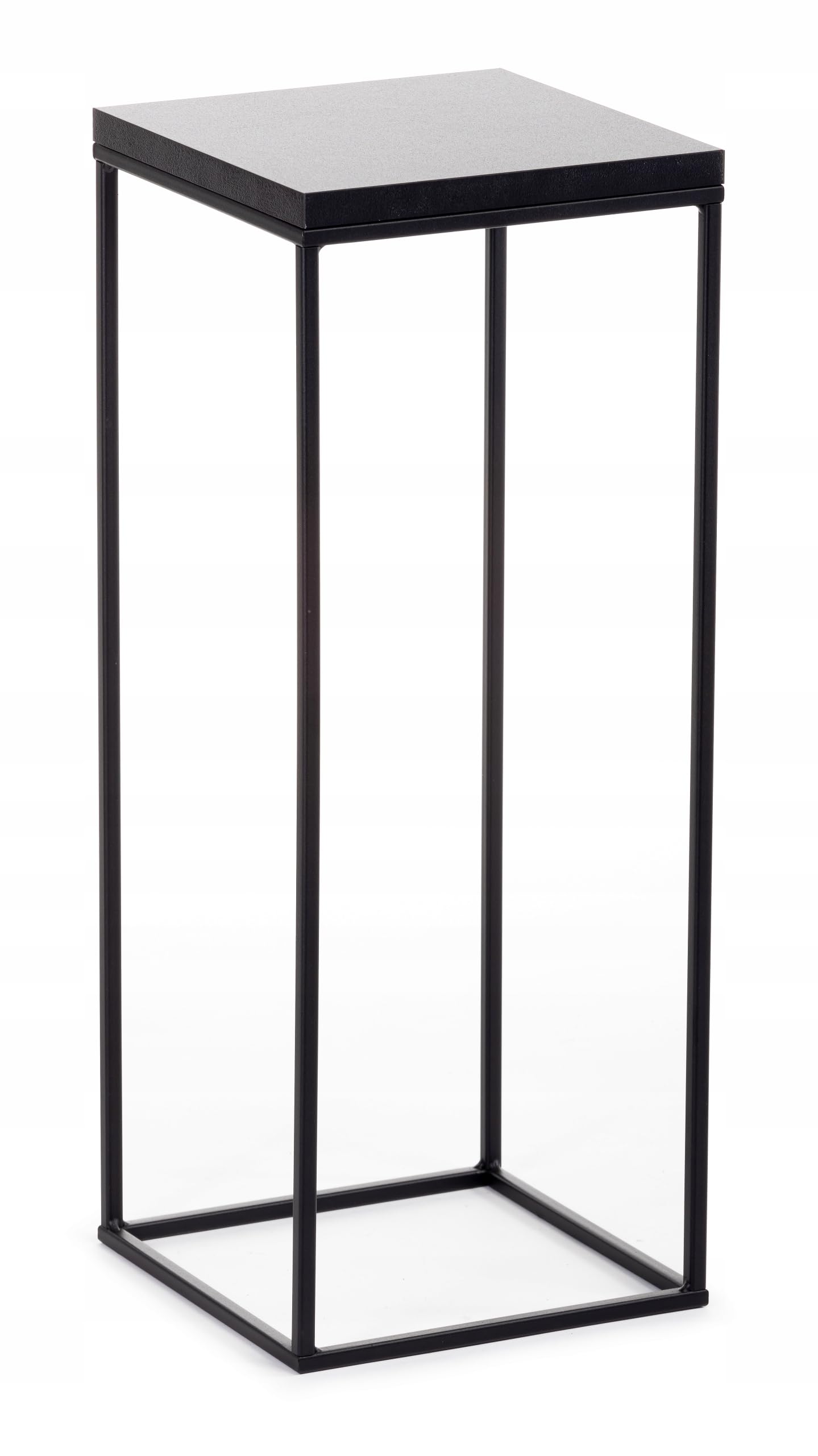 Supporto per piante in metallo, altezza 60 cm, stabile e solido, in stile loft, supporto per fiori con pannello in MDF nero per la decorazione di interni