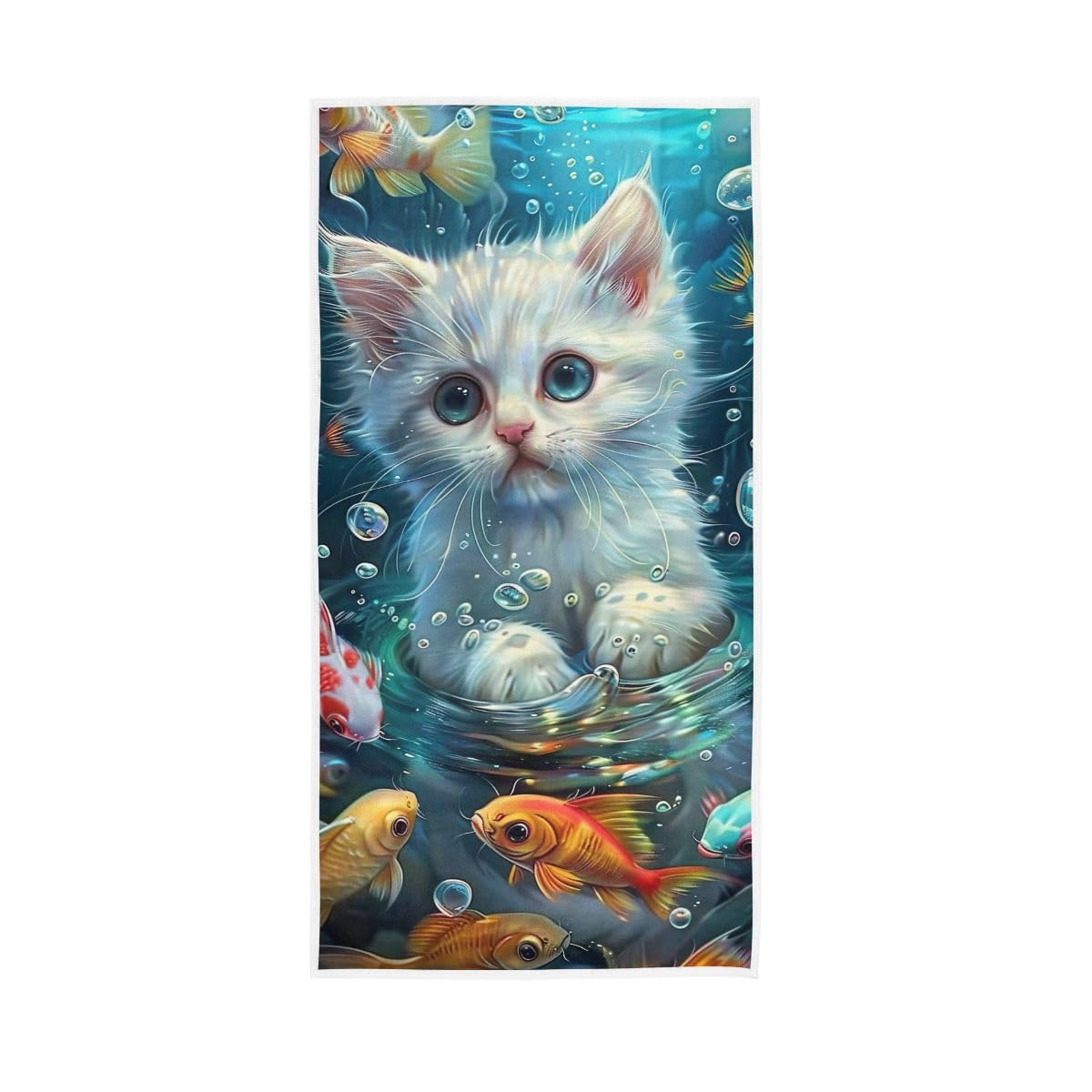 LSRCPD Fish Kitten in Water Guest Hand Towels for Bathroom, Hand Towels for Bathroom, Shower, Hotel, Spa 15 x 30 Inches