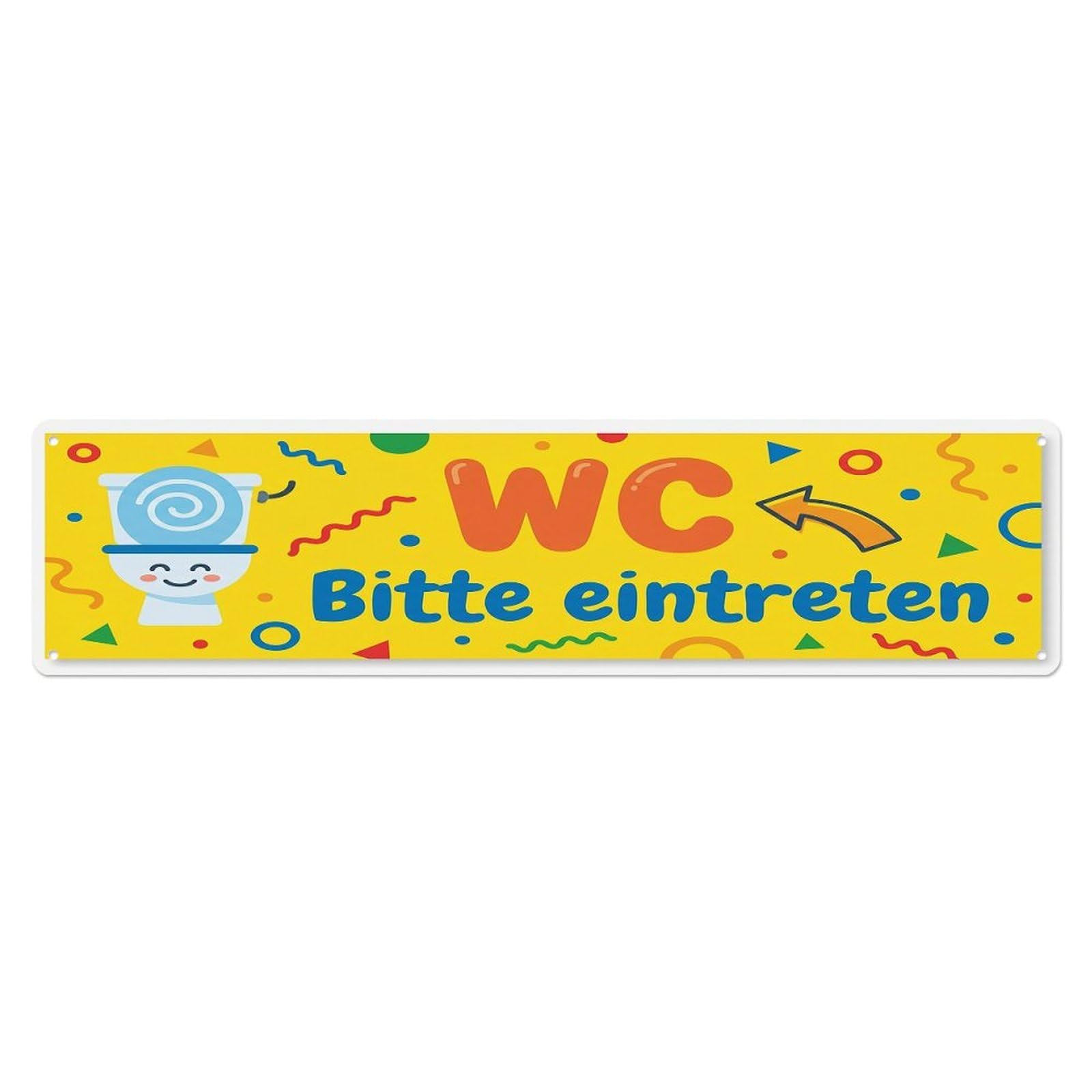 Humorous Cheerful Cafe Bathroom Toilet(WC) Door Metal Tin Sign Plaque Wall Decor for Cafe, Club Bar, Office, Home Garden Metal Poster 4x16Inch