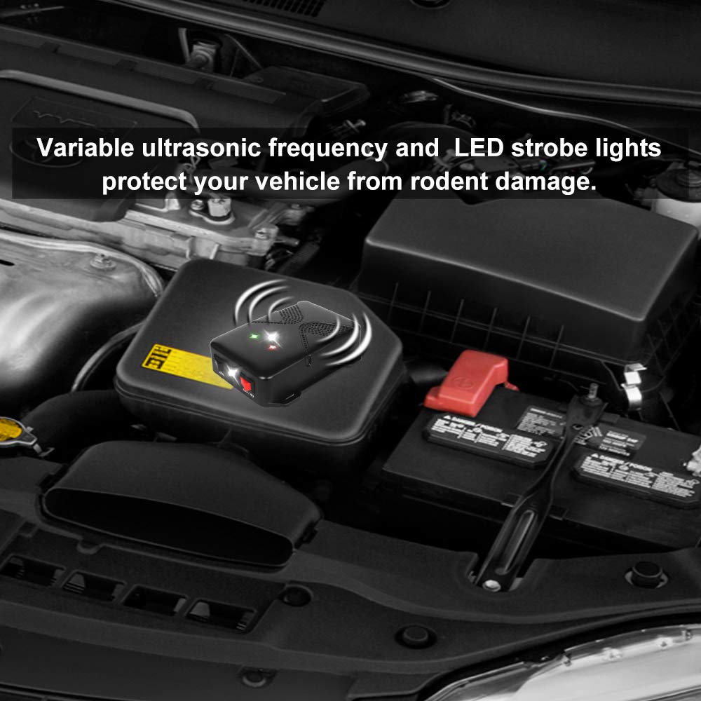 Loraffe Rodent Repellent Ultrasonic Under Hood Animal Repeller Battery