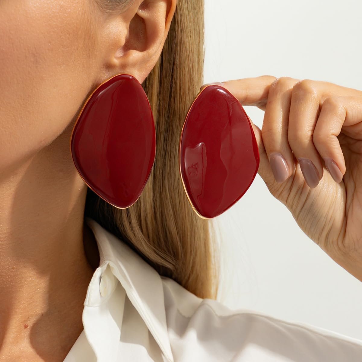 Chunky Statement Earrings for Women Red Resin Earring Irregular Geometric Drop Earring Oval Round Pebble Shape Earrings Fashion Jewelry Accessary - Image 2
