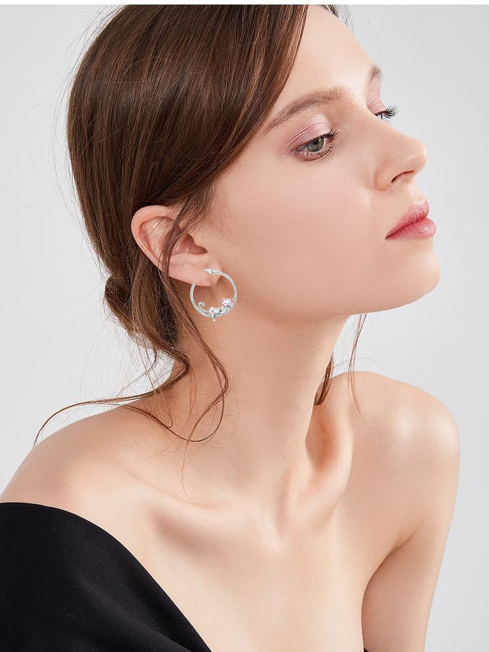 Cat Hoop Earrings Dog Earrings Huggie Earrings Cute Small Animal Earrings Jewelry Gifts for Women Cats/Dogs Lover - Image 5