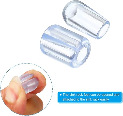 Miniatura 5 de PATIKIL Pies de estante para fregadero de cocina, 1 juego20 pies protectores de fregadero de plástico con 20 protectores de 0.197in de diámetro