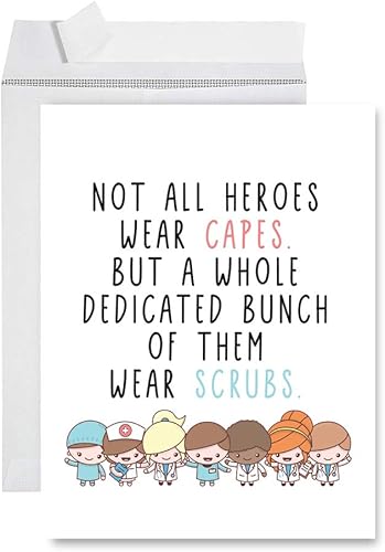 Miniatura 1 de Andaz Press Social Distancing Thank You - Tarjeta jumbo de 8.5 x 11 pulgadas, Not All Heroes Wear Capes But A Whole Dedicatd Bunch of Them Wear