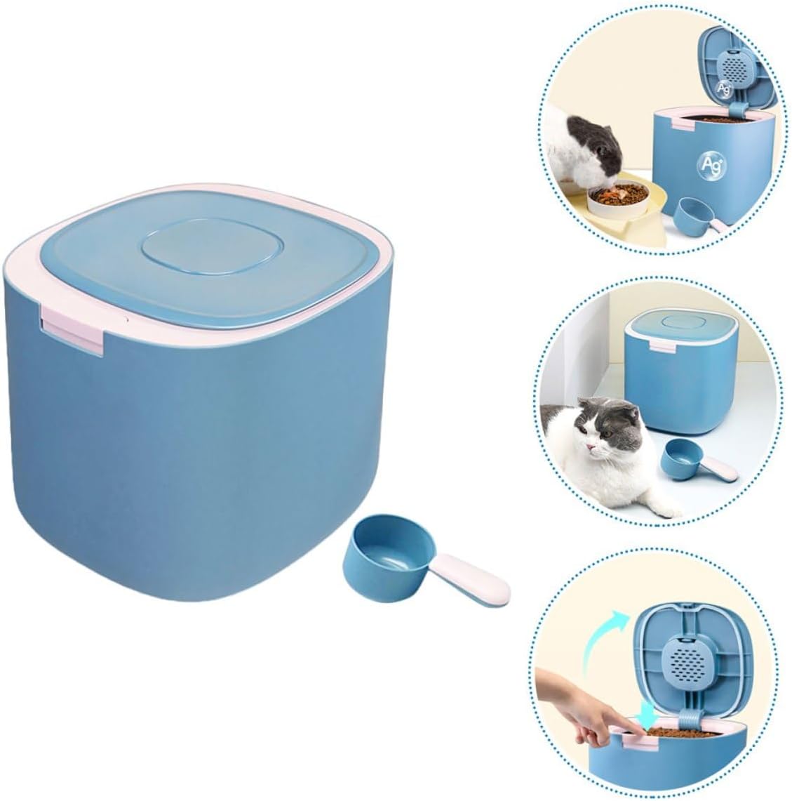 Lurrose 11l Airtight Pet Food Storage Container with Seal Lid Large Capacity Grain Bucket for Dog and Cat Food Moisture-proof Storage Bin for Household Use