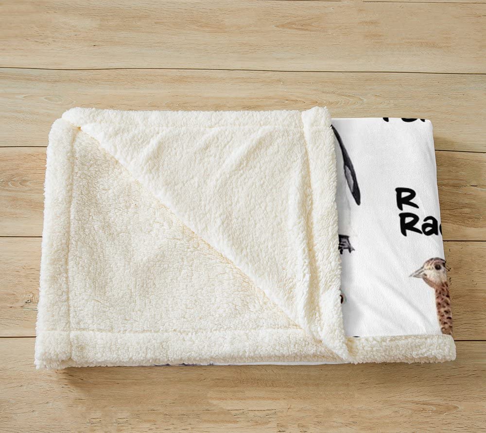 Coperta in pile con coniglietto leopardato carino squalo scimmia Sherpa coperta per bambini ragazzi e ragazze animali ABC coperta fuzzy per divano letto cartone animato 26 lettere, 200 x 200 cm