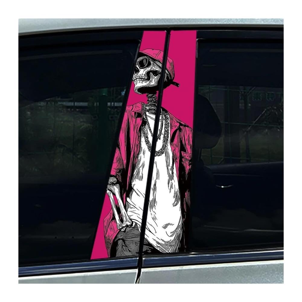 Body Parts 2PCS Car Center Pillar Sticker Skeleton Halloween Knight Auto B Pillar Protective Film Decals(K)