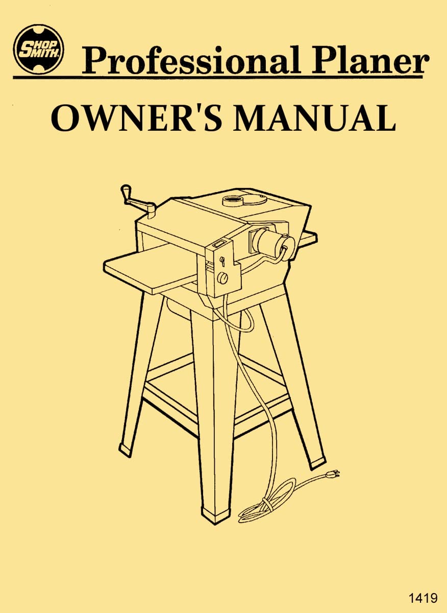 SHOPSMITH 12" Professional Planer Attachment Owner's, Instructions, Parts Manual      Plastic Comb – January 1, 1900