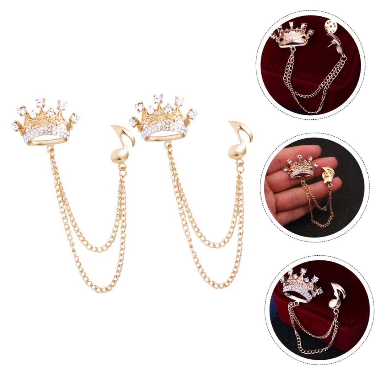 6 Pz spilla catena del collare di strass fermacravatta uomo elegant light arredamento accessori per uomo spille di note musicali abito corpetto emblema del partito Nota