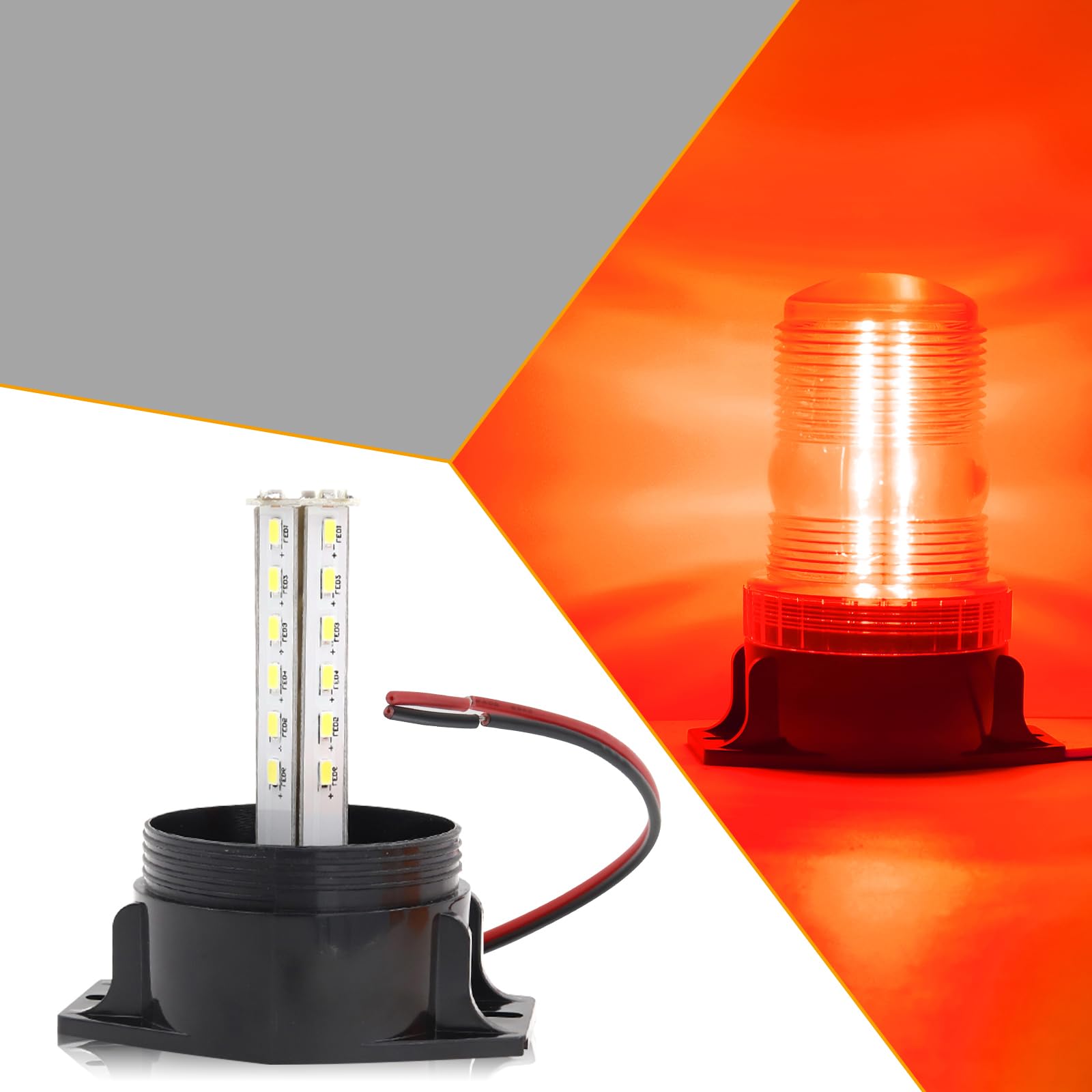 Biqing 1pcs gyrophare rouge pour chariot élévateur, 30 led girophare led vehicule 12v 24v pour camions, tracteurs, chariots élévateurs, utv, voitures, bus