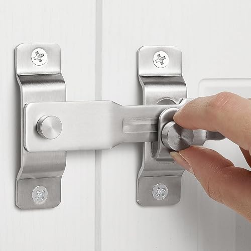 Miniatura 8 de Pestillos de puerta abatibles, cierres de puerta de acero inoxidable de níquel cepillado, cierre de seguridad para puerta de granero, valla de