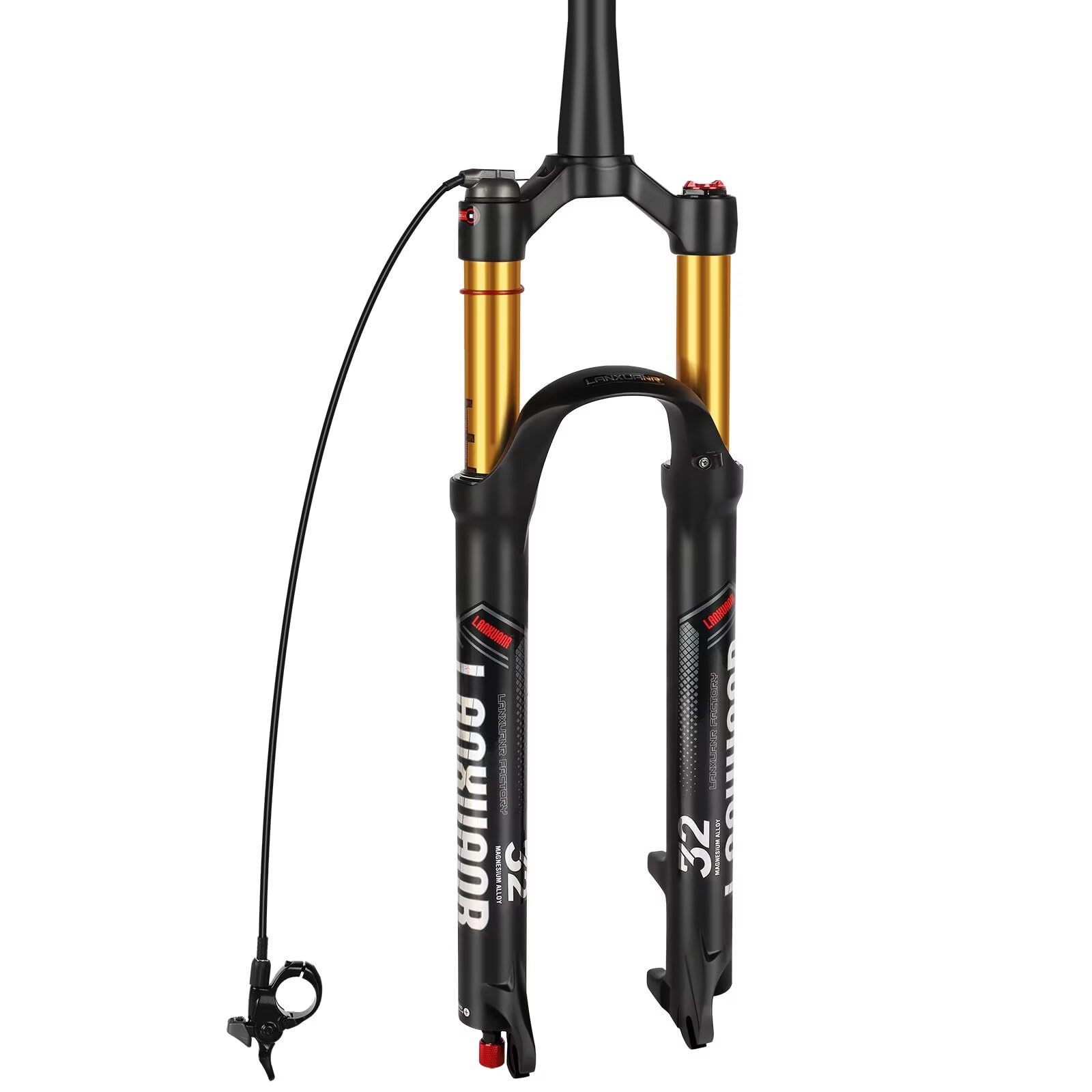 LANXUANR 26/27.5/29 Inch Magnesium Alloy Bike Fork Rebound Adjustment,1-1/8inch*220mm Straight/Tapered Tube,9mm QR*100mm,Disc Brake,Mountain Bike Suspension Forks