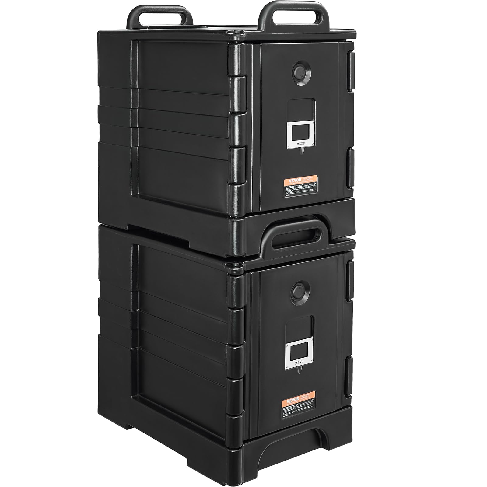 VEVOR Caja Térmica para Alimentos con Hebillas Dobles, 75 L x 2, para Catering, Calentador de Alimentos de Carga Frontal con Asas, Cargador Apilable para Restaurantes y Cantinas, 650 x 450 x 690 mm