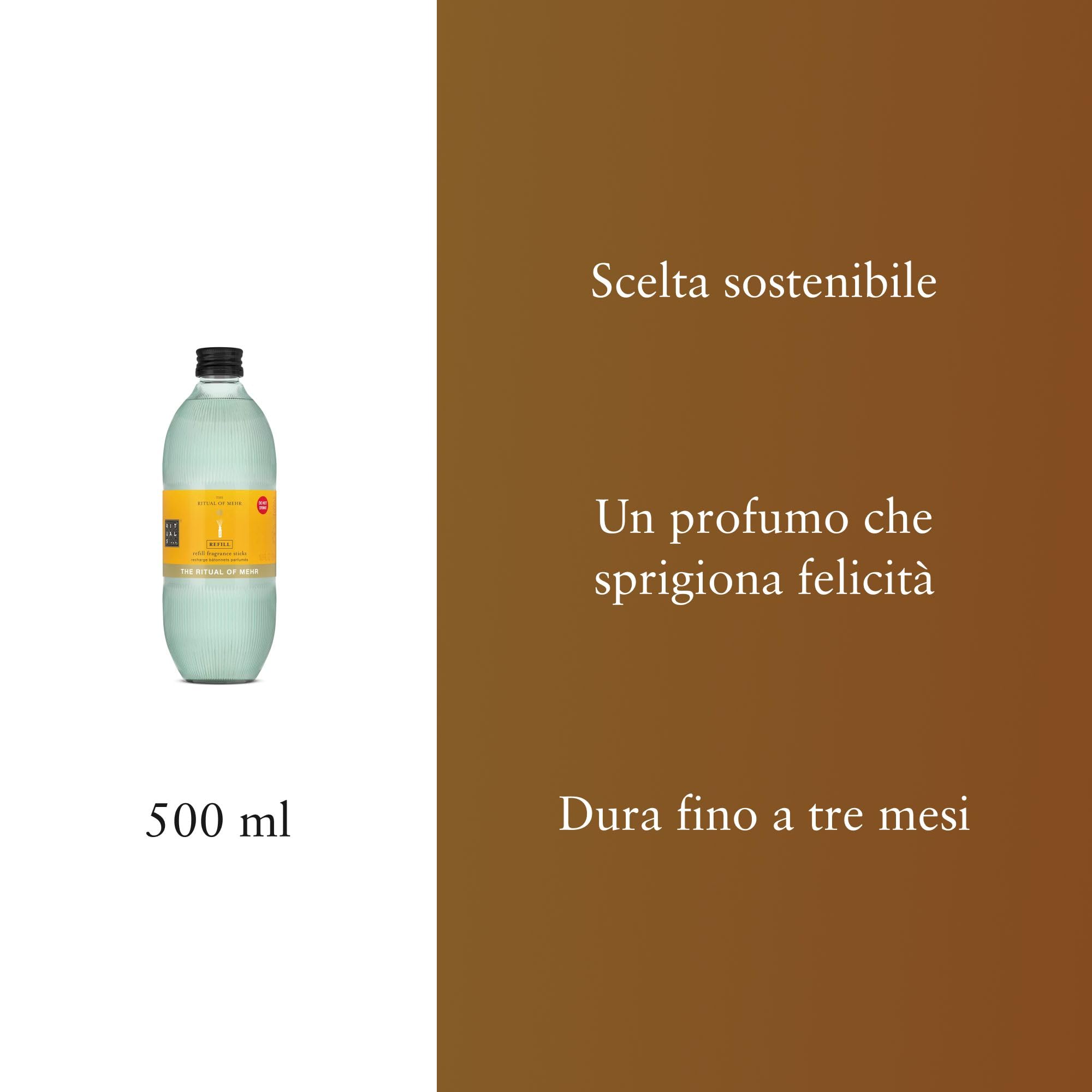 RITUALS Difusor de Barritas 1x Repuesto The Ritual of Mehr - Recarga Doble – Barritas Aromáticas con Naranja Dulce y Madera de Cedro - Fragancia Energizante para el Hogar - 1x 500ml