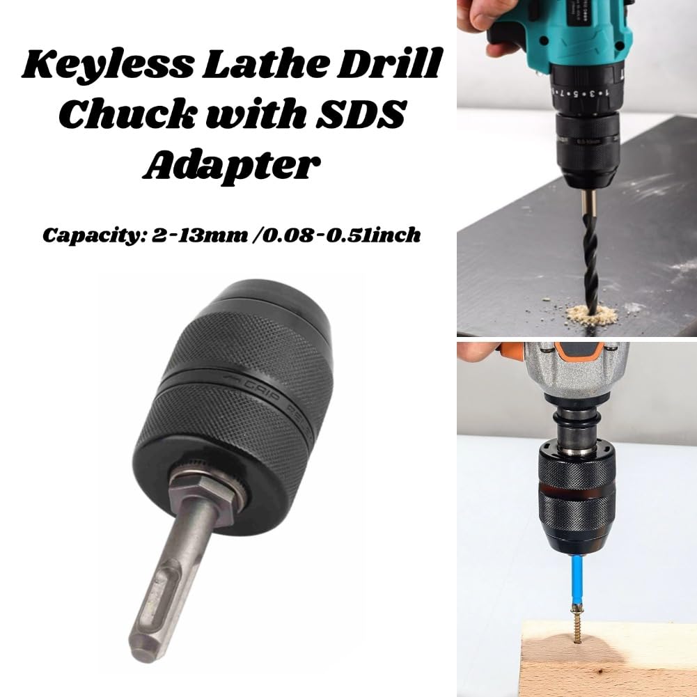 Adapter uchwytu wiertarkowego SDS, Hilitand bezkluczykowy uchwyt do tokarki i wiertarki, bezkluczykowy adapter uchwytu wiertarkowego, 2mm-13mm mocny konwerter narzędziowy z adapterem trzpieniowym SDS