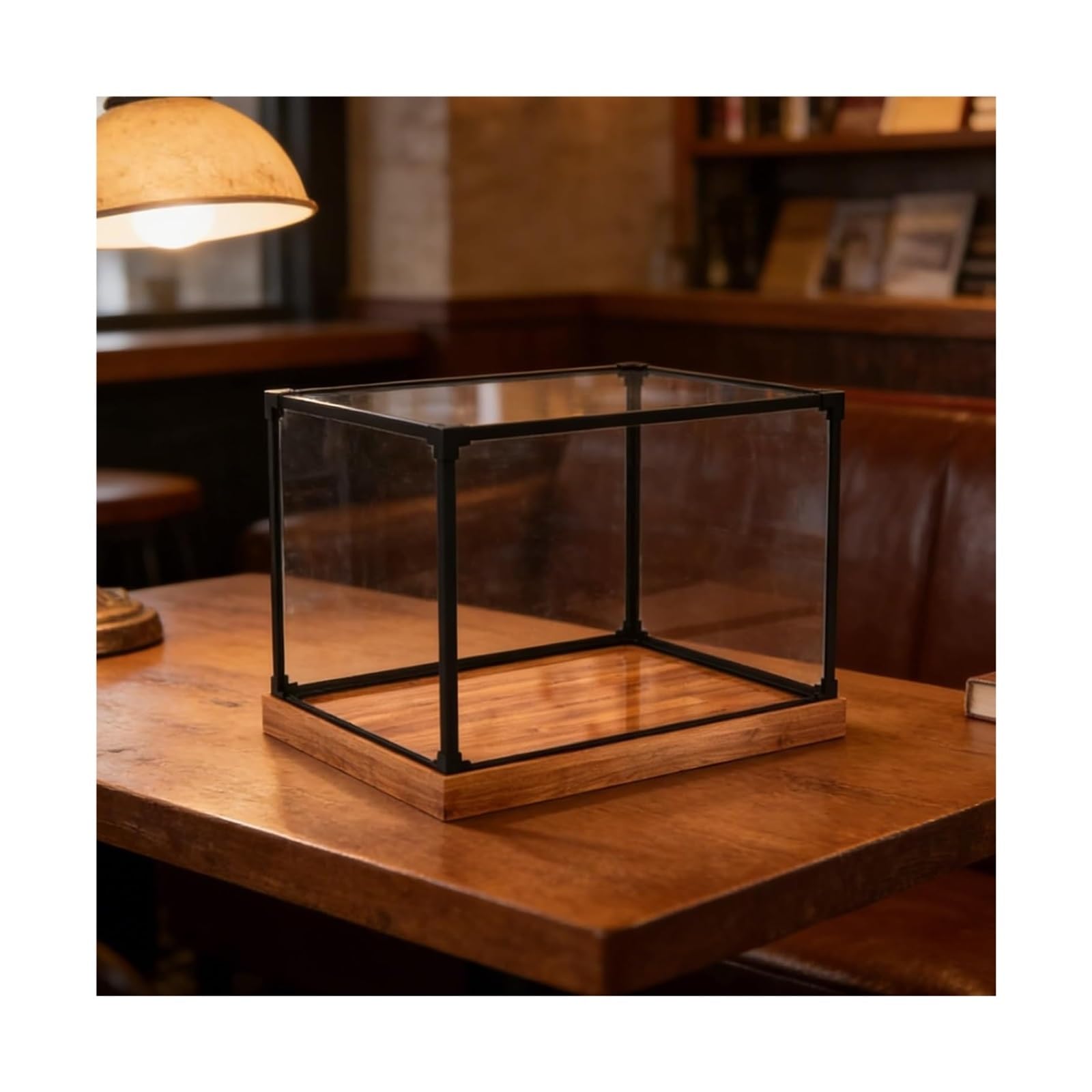 Wunilatev Perspex Clear Cases, Acrylic Display Box For Collectibles With Wood Base And Metal Frame, Multiple Sizes(25x25x25cm(10x10x10in))