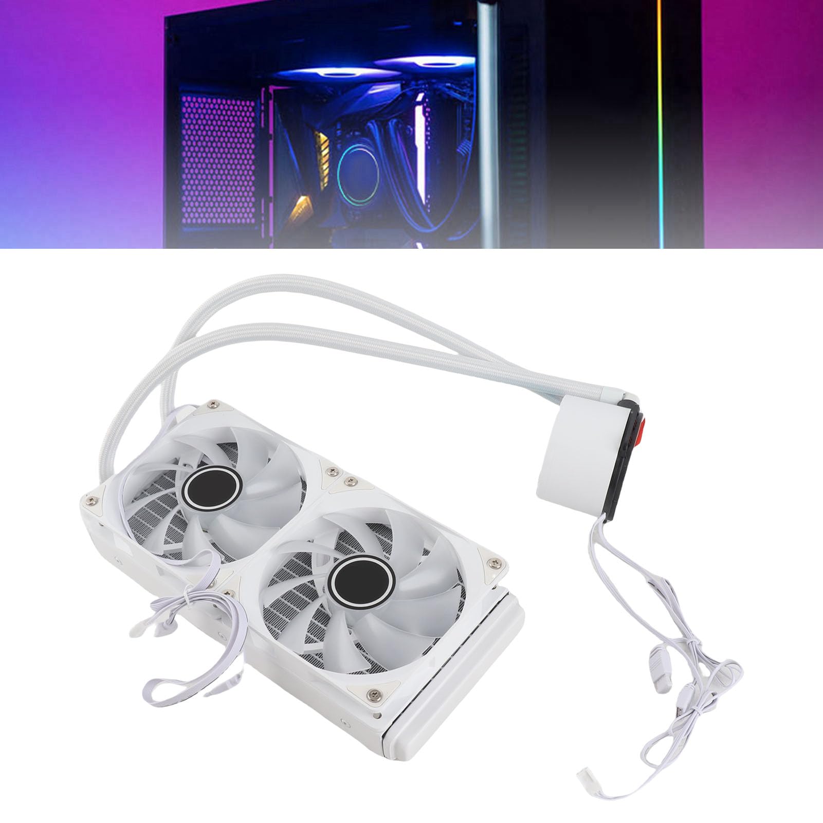 Bewinner Chłodnica Cieczowa Procesora 240 Mm, Dwa Wentylatory 120 Mm PWM ARGB, Cicha Pompa 23 DBA, Kompatybilna z Gniazdami LGA1700/1200/115x i AM4/AM5, Uniwersalny Zestaw Chłodzenia wodą (WHITE)