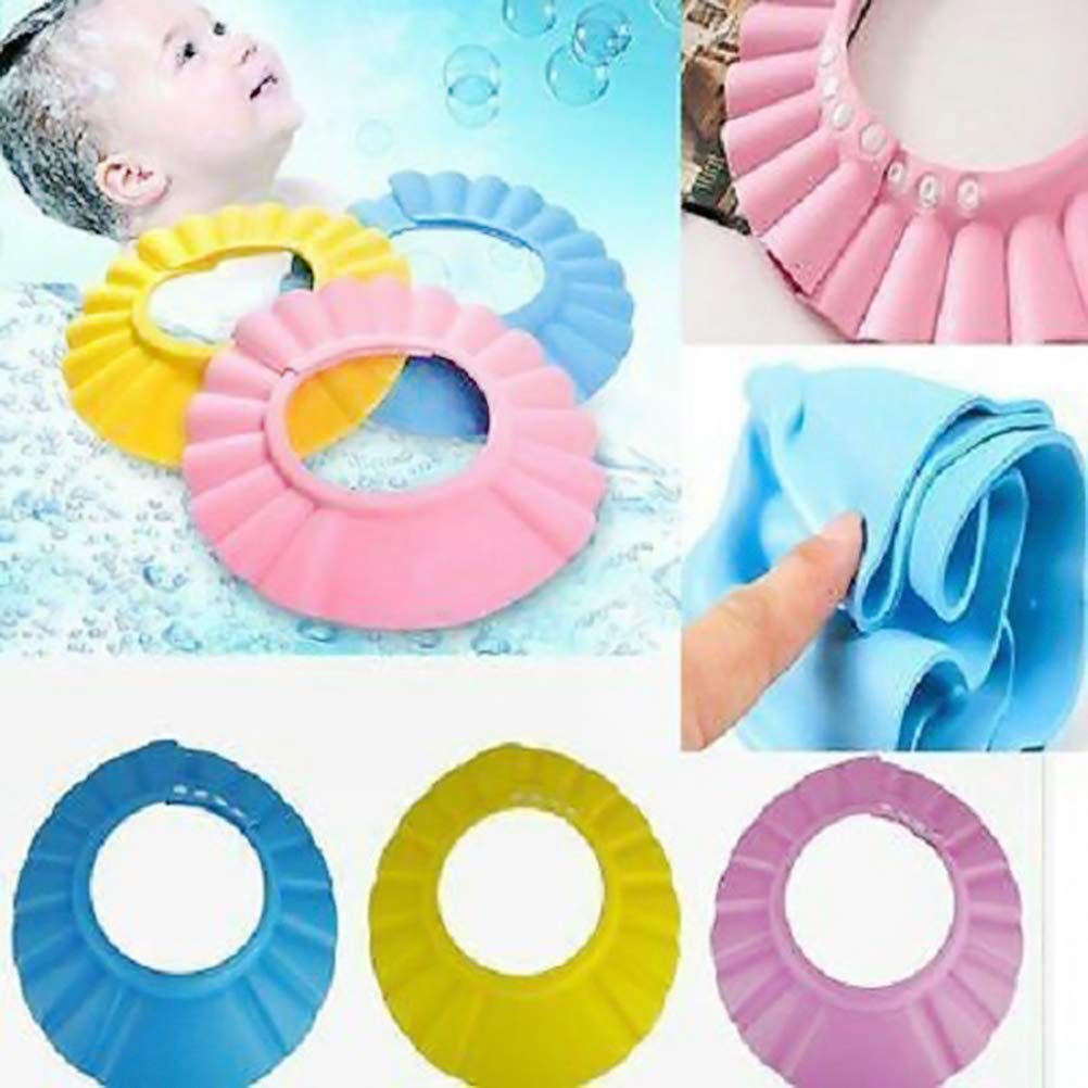 Soft and Baby Shampoo Bath Cap Elastic Cap for Children Avoid Contact with Water Head Circumference 34-45cm Blue