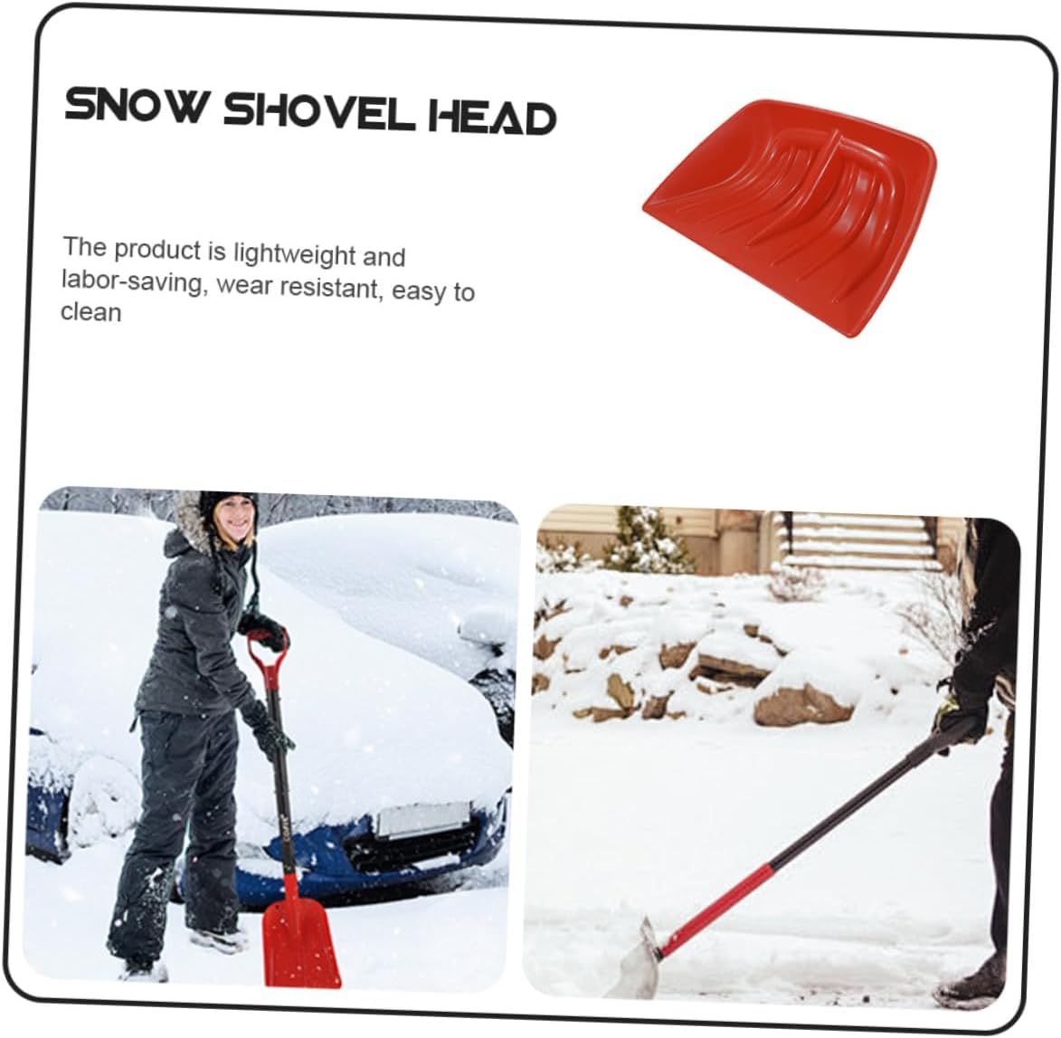 Wide Snow Shovel Head Replacement Plastic Scoop for Ice and Snow Removal Solid Low-Temperature Resistant Shovel Cleaning Head for Cars Grain Feed and Garbage Easy to Use and Carry