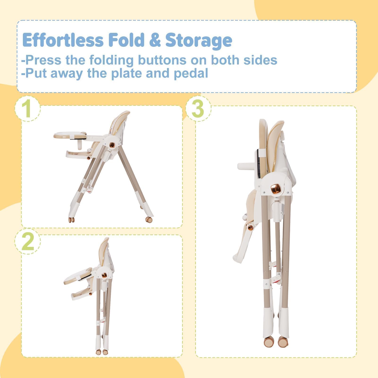 5 en 1 chaise haute bébé evolutive, pliable chaises hautes enfant,transats et balancelles transat haut inclinable bébé confort chaise reglable hauteur,highchair Baby Portable Foldable high