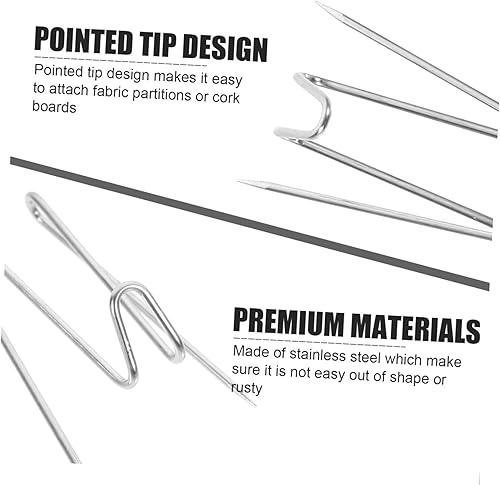 Miniatura 8 de Ganchos de pared de gancho afilado, ganchos multiusos, ganchos de acero inoxidable, panel de tela, ganchos de pared, ganchos de alambre de pared,