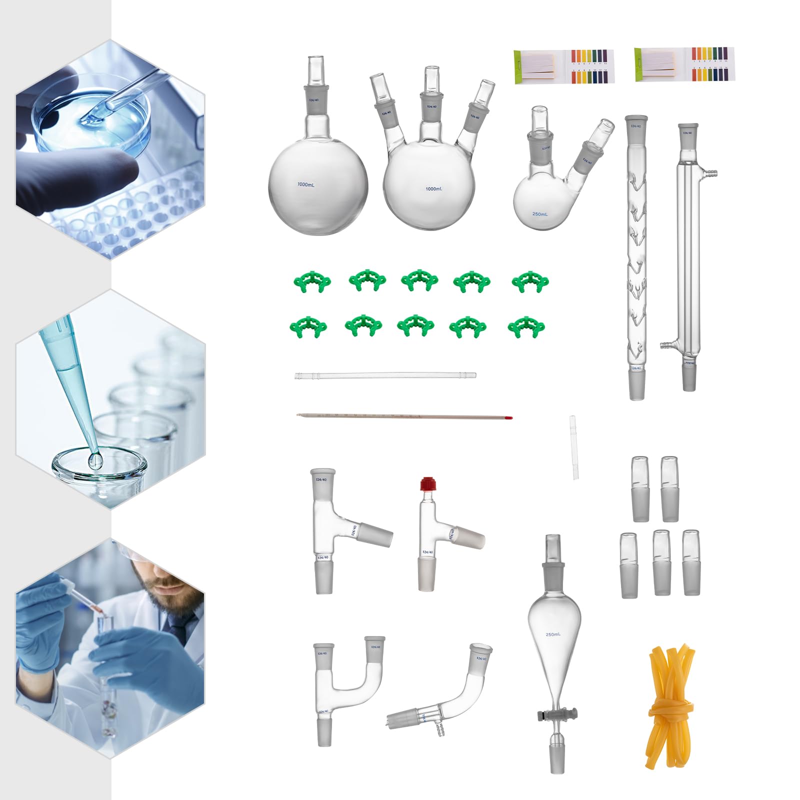 Labor-Destillationsset, 1000ml Destillationsgerät 29Stück Set mit Glaswaren