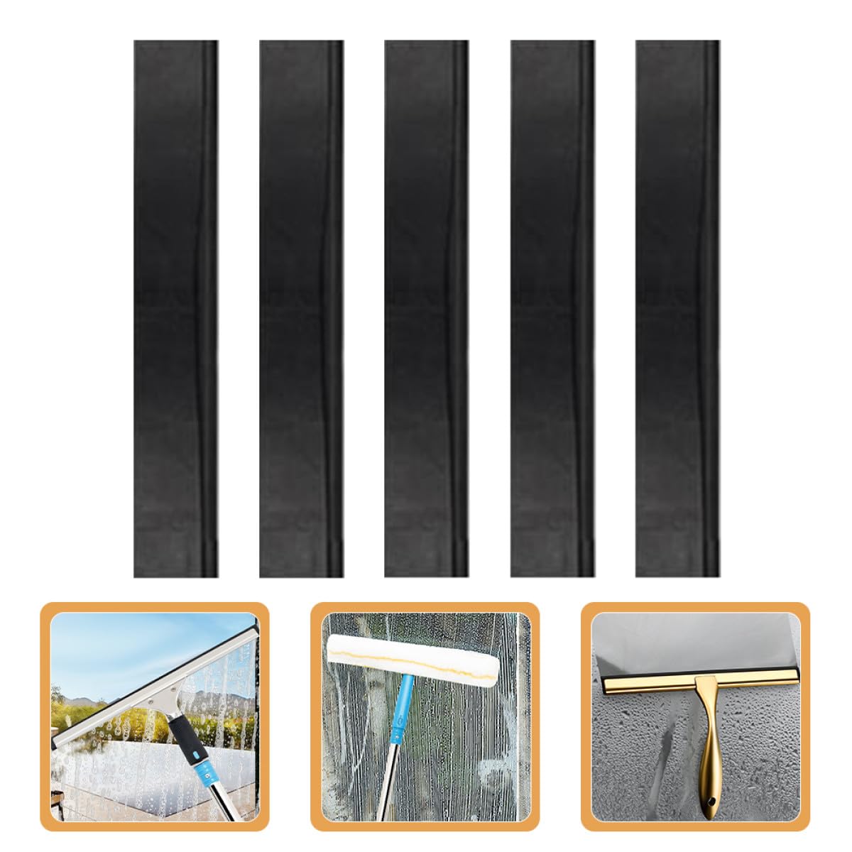 5 piezas de goma de repuesto para limpiacristales de 35 cm, paquete de recambio de goma resistente al desgaste para limpieza de cristales sin rayas y uso duradero