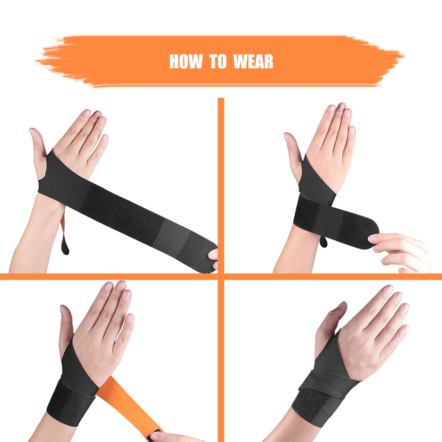 YUNYILAN Wrist Braces (Set Of 2) - Adjustable Support For Carpal Tunnel, Arthritis, Tendonitis & Pain Relief, Black
