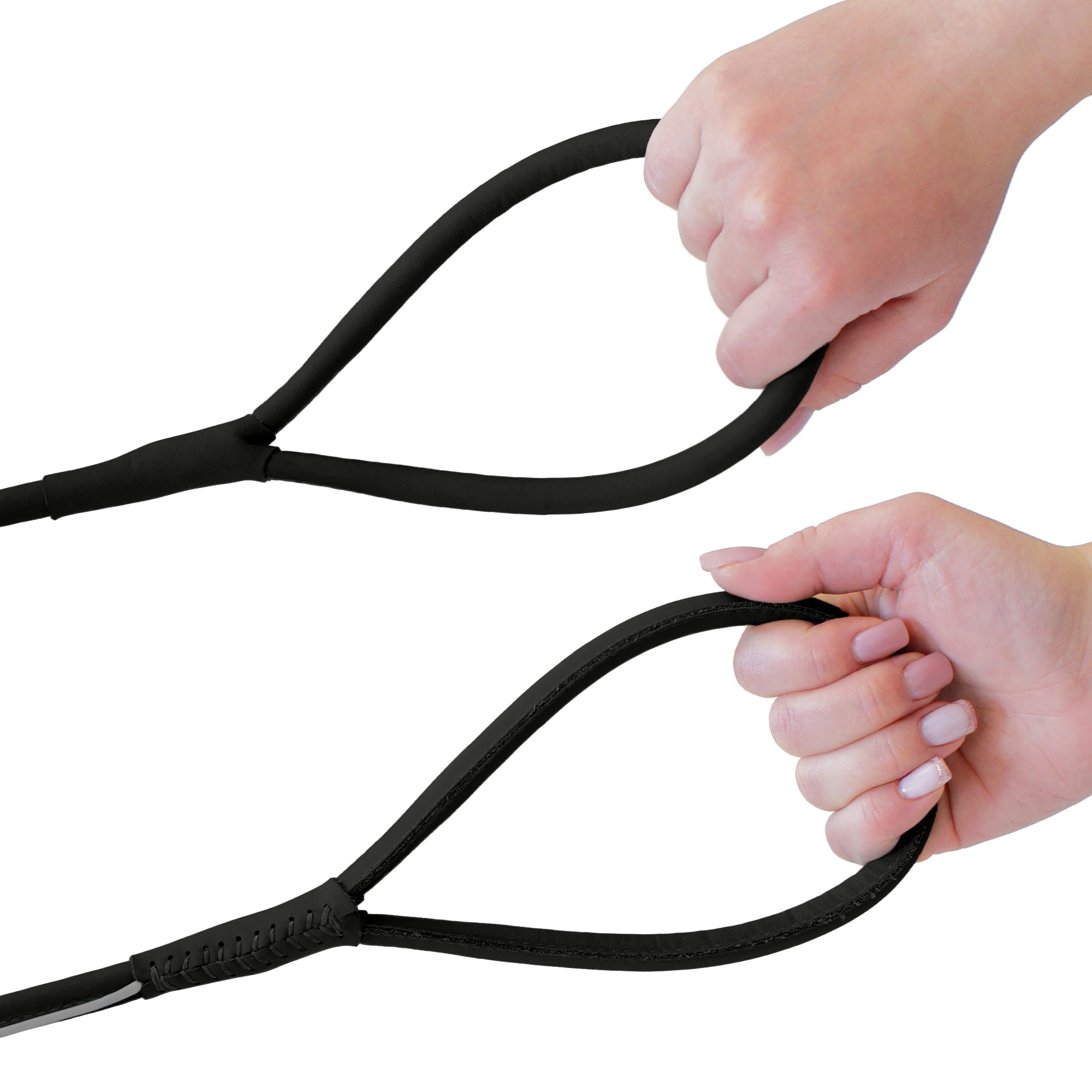 OOPSDOGGY Reflective Rolled Leather Dog Leash 6 ft Durable Dogs Lead for Small Medium Large Dogs (Black, Small) - Image 4