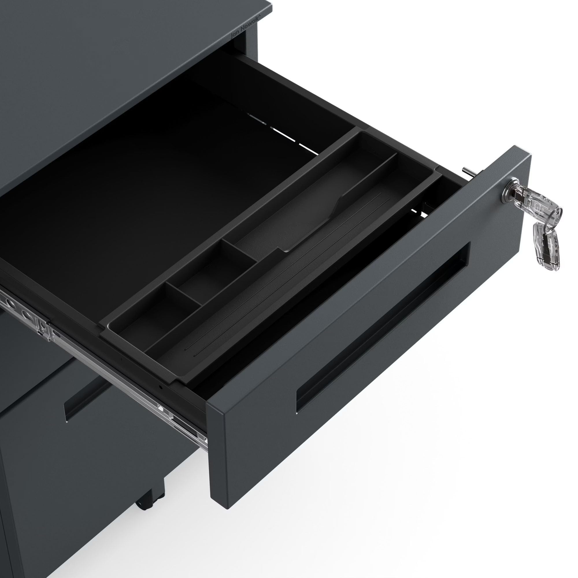 Jan Nowak Rollcontainer Bürocontainer Schubladenschrank Rollen 39x60x50 cm | Schreibtischcontainer, Rollwagen mit Schubladen, mobile Büroaufbewahrung für Unterlagen, Zubehör und Arbeitsplatzorganisation