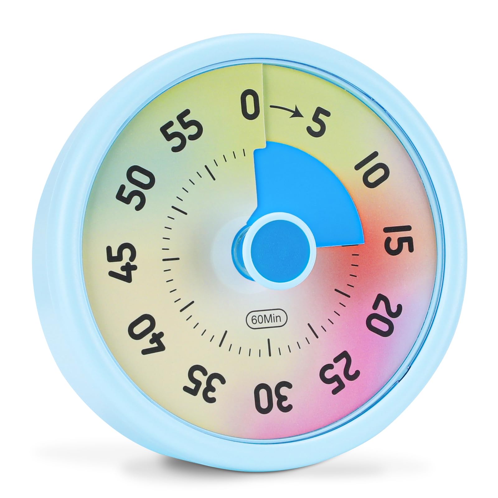 Euqvunn Rainbow Visual Timer For Kids, 60 Minute Visual Countdown Timer With Silent Operation, Kids Time Management Tools For Desk Study,Cooking (Rainbow)