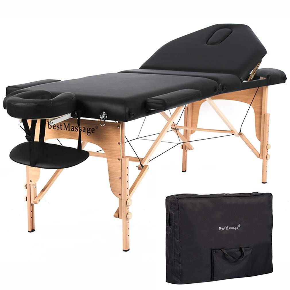 Massage Table Massage Bed Spa Bed 73” Height Adjustable Bed Massage Portable Salon Table Portable PU Massage Table Bed W/Carry Case