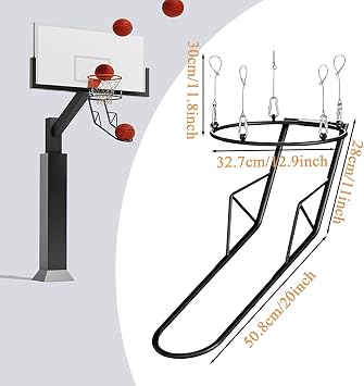 Basketball Return Attachment for Hoop Metal Training Net | Basketball Rebounder for Court Backyard Outside Indoor Door Training School Gym Teens Students