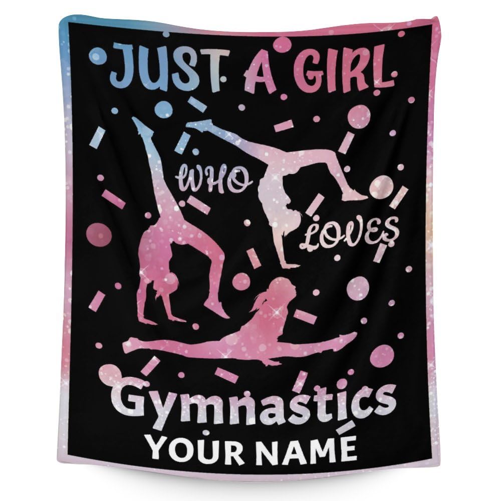 Personalized Gymnastics Blanket with Name - Soft, Fuzzy & Warm - 40