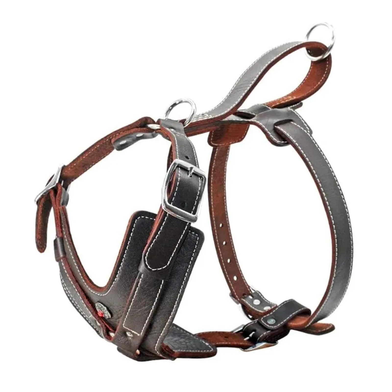 Durable Arnés del Perro Perros Grandes Arneses De Cuero Genuino Chaleco De Adiestramiento con Asa De Control Rápido para Labrador Pitbull(Size:L)