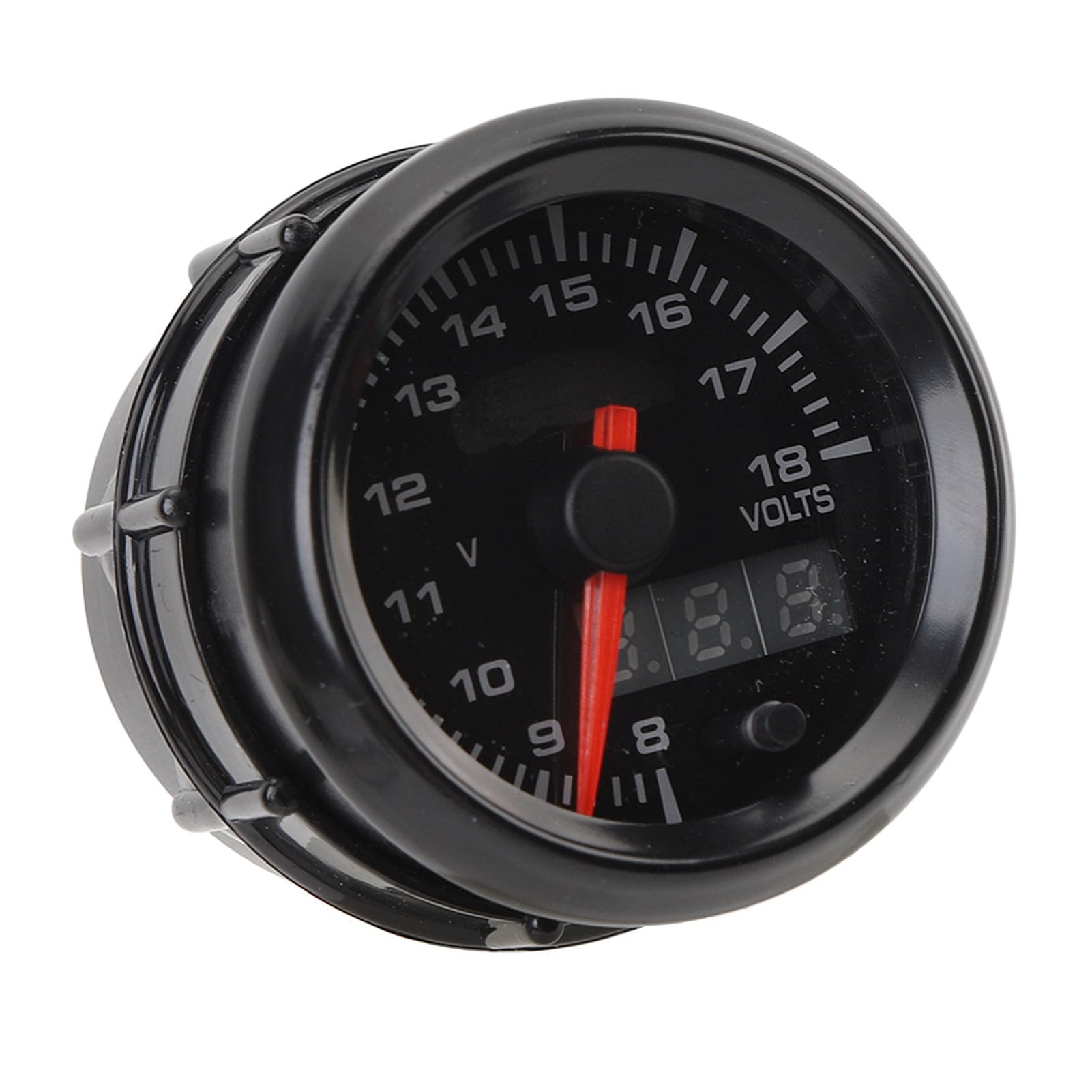 Voltímetro digital para automóvil de 2 pulgadas, 52 mm, medidor de voltaje LED de 8 a 18 V, batería de monitoreo preciso para vehículos DC12 V, ABS negro