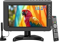 Jexiop 10.1 Inch Portable TV: 720P HD Screen, ATSC Tuner, HDMI USB Ports, Antenna, 12V Car Charger for Kitchen, Caravan, Travel