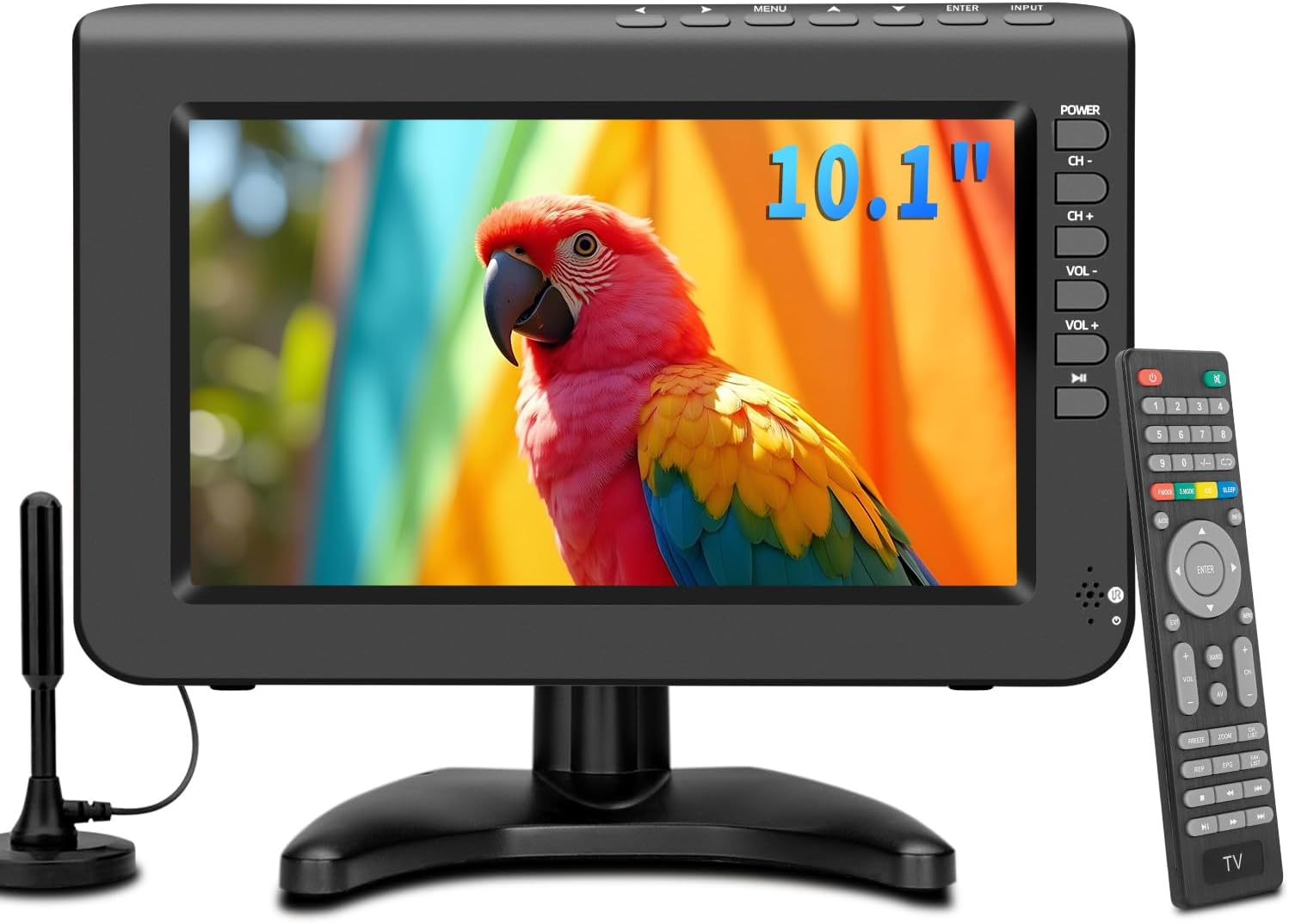 10.1inch Portable TV,720P Screen Small Television with Antenna and Digital ATSC Tuner,HDMI USB Port,12 Volt Charger Cable/AC Power for Caravan and Kitchen