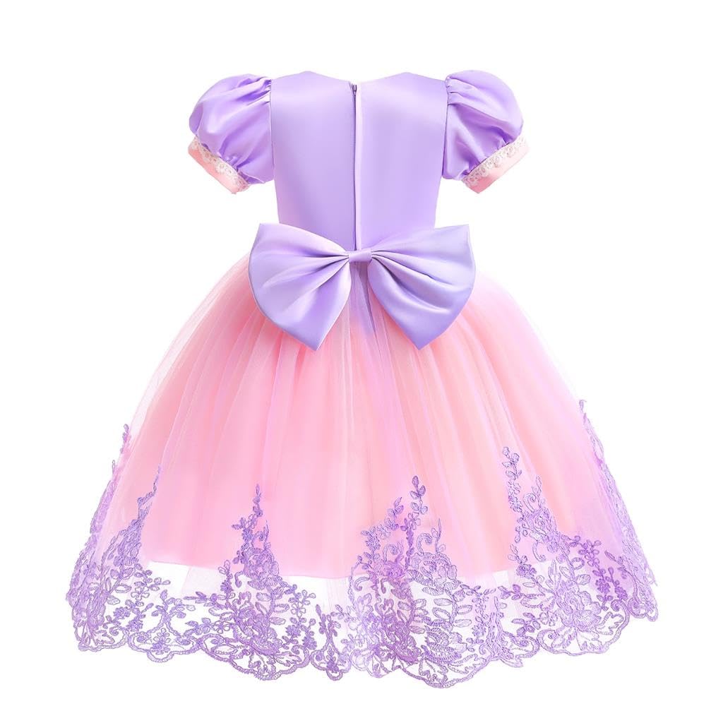 Lito Angels Disfraz Vestido de Princesa Princesa de pelo largo Carnaval Fiesta de Cumpleaños para Niña Pequeña, Morado