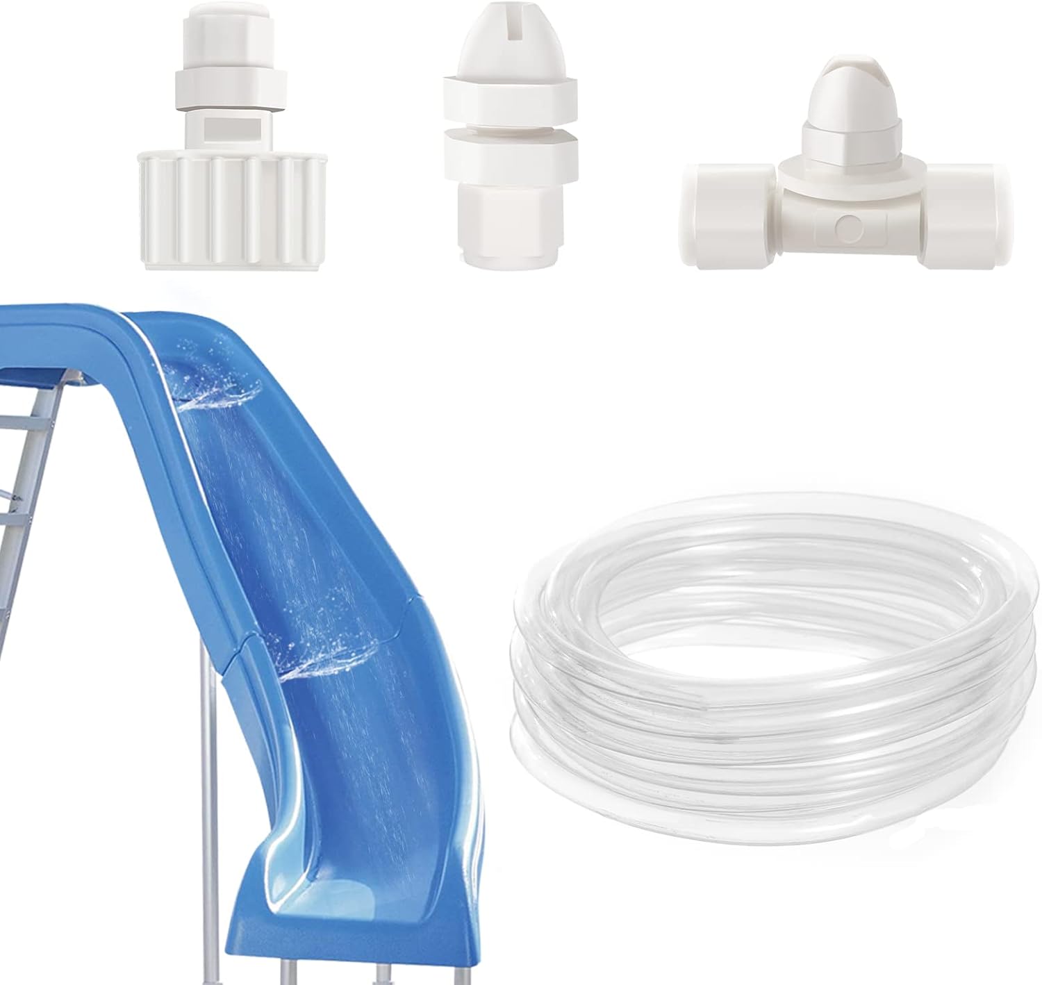 Pool Slide Water Tubing Kit, Inground Pool Slide Hose Kit, Sprayer